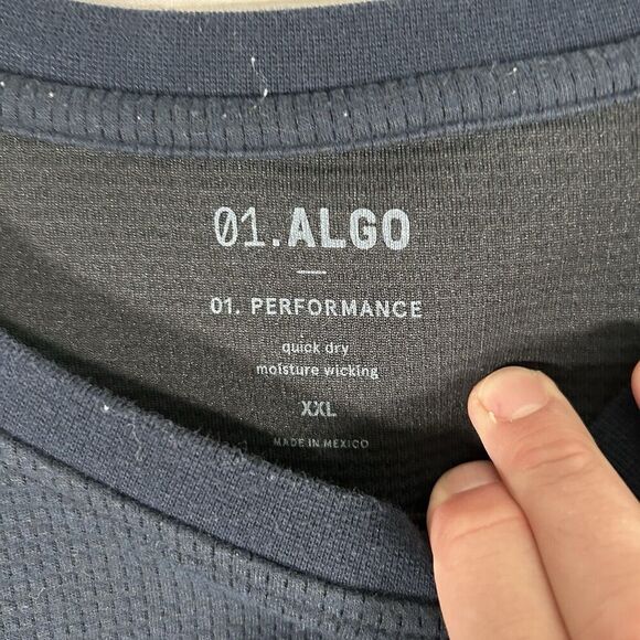 01. ALGO Sweater Men's XXL Navy Blue Crew Neck Long Sleeve Performance Quick Dry - Picture 4 of 7